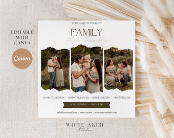 Family Mini session template, Photography marketing, CANVA template, social media template, Photographer marketing board,