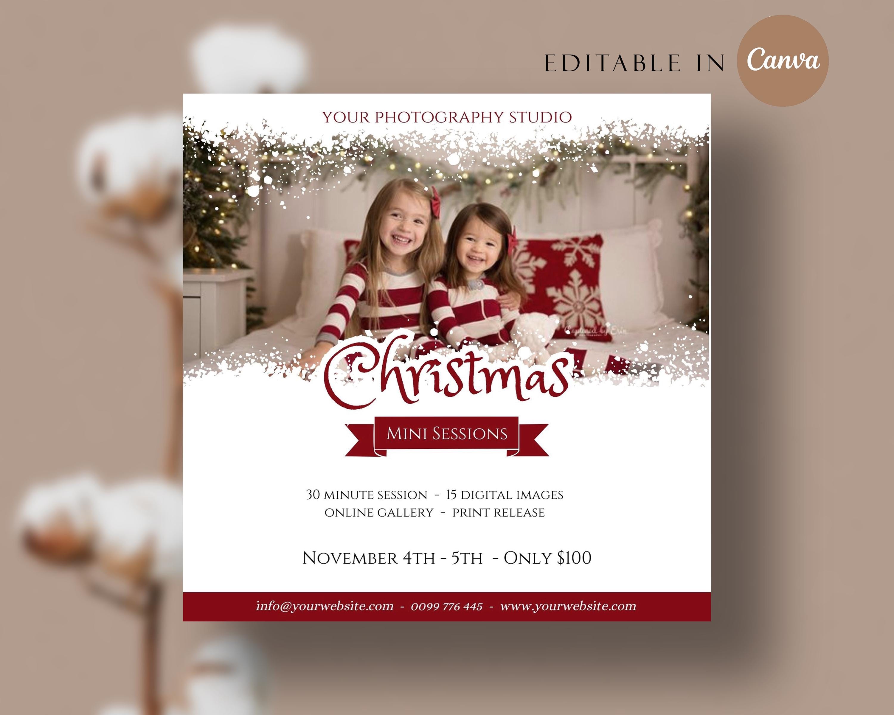 Christmas Mini Session Template, Holiday Mini Session, Marketing for ...