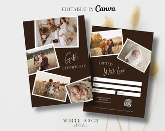 Sjabloon fotografiecadeaubon, fotografiecadeaukaart, cadeaubon voor fotograaf, fotografievoucher, CANVA, bewerkbaar
