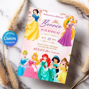 Princess Birthday invitation, Girl editable invite template, printable castle invitation, once upon a time royal party, instant download