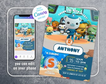 Octonauts Invitation, Printable Editable Birthday Invite, Captain ...