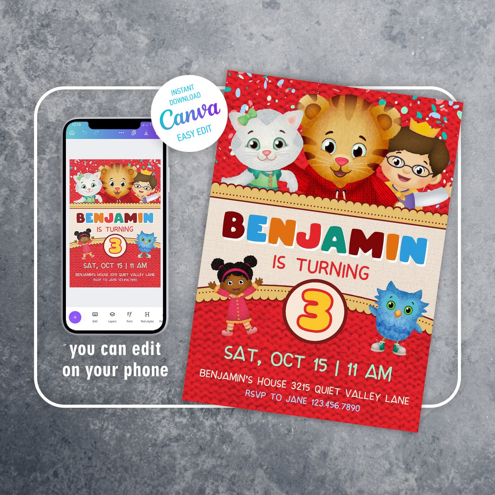 Daniel's Tiger Neighborhood Birthday Invitation, Printable Editable Birthday Invitation, Daniel Tiger Invite, Boy Girl Invitation - Etsy daniel-s-tiger-neighborhood-birthday-invitation-printable-editable-birthday-invitation-daniel-tiger-invite-boy-girl-invitation-etsy