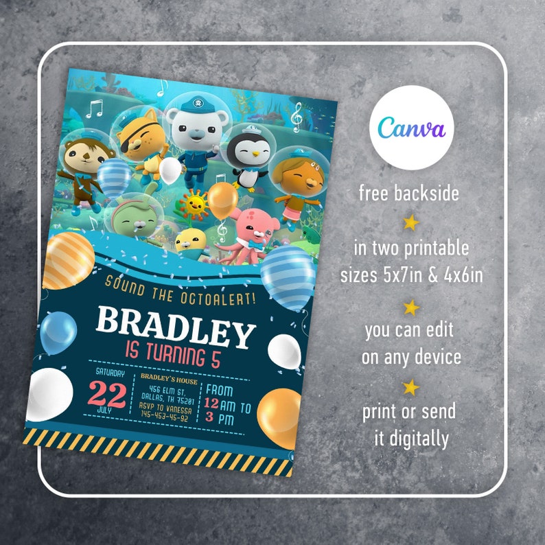 Octonauts Invitation, Printable Editable Birthday Invite, Captain ...