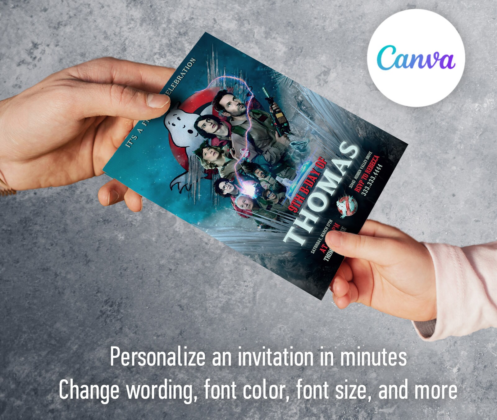 Ghostbusters Birthday Invitation, Printable Editable Invite, Frozen