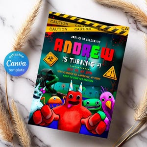 Printable Editable Garten banban Birthday Invitation, video game Birthday Party Invite, digital Party Invitation template, gamer Invitation