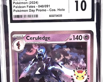 CGC Gem Mint 10 Pokemon Card | Ceruledge Promo Cosmos Holo | Paldean Fates 040/091 Collectible Trading Card