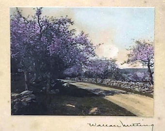 Antique Wallace Nutting Photograph | Signed Framed Print of Countryside Scene | 10" x 8" Matting Art