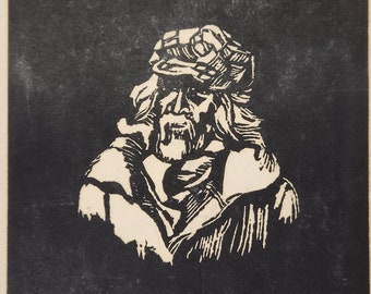 Signed Anna Keener Engraving: "Ramon" Portrait, Texas Artist (6x8)