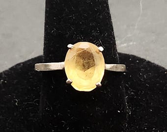 Citrine Ring 2 Carat | Oval Cut Sterling Silver Size 6 | Vintage Solitaire Jewelry Gift