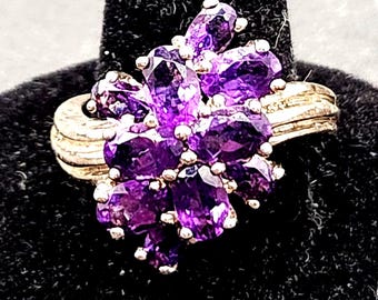 Vintage Purple Lolite Cluster Ring | Sterling Silver Jewelry | Size 8 Statement Ring for Women