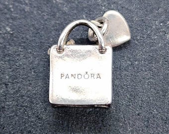 Authentic Sterling Silver Pandora Shopping Bag Charm | 925 Silver Heart Bead (2g)
