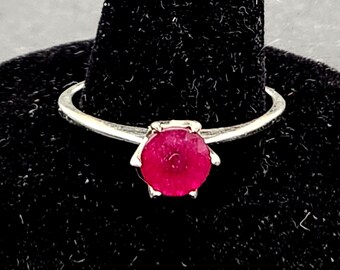Vintage Sterling Silver Ruby Ring | Designer 925 KH Thailand | Size 9 Solitaire Jewelry Gift