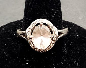 Vintage Sterling Silver Ring | CZ Stone Halo Size 7 | Designer DK 925 Unique Jewelry Gift