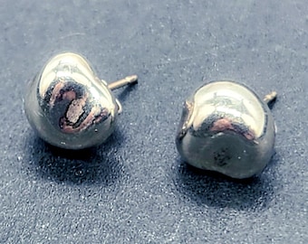 Authentic Tiffany & Co. Elsa Peretti Nugget Stud Earrings | Sterling Silver Designer Minimalist Small Studs | Vintage Luxury Jewelry