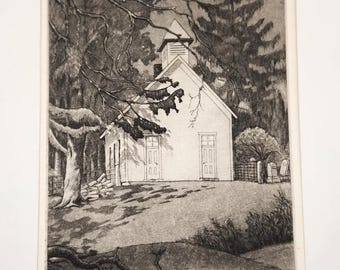 Louis Oscar Griffith Etching: "Church By the Road" Limited Edition Print