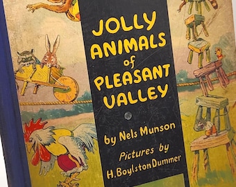 Jolly Animals of Pleasant Valley Book | Vintage Illustrated Children's Story | 1938 McLoughlin Bros | Kids Literature