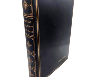 1959 Webster's New Collegiate Dictionary | Custom Leather Bound, Gilt Tooled Spine (Mid-Century Reference)