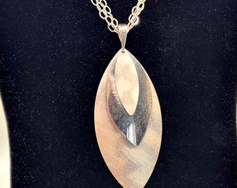 1960s Paolo Valentini Necklace | MCM Triple Leaf Pendant on 32" 925 Chain | Vintage Italian Jewelry