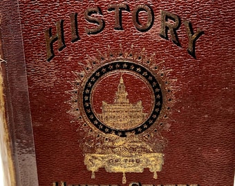 Libro de historia raro de 1893 / La historia de una gran nación según Lossing / Encuadernado en cuero / Autógrafos de presidentes e historia de los Estados Unidos