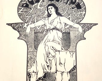 1905 Grand Rapids High School Yearbook | Green Cloth Bound | Art Nouveau Illustrations | Vintage Michigan Memorabilia