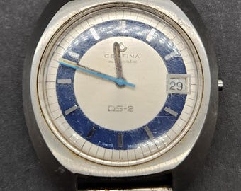 As-is: Certina DS-2 Automatic Swiss Made Men's Diver Watch | Vintage Blue & Silver Dial Timepiece