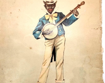 Rare 1900s Children's Book With Black Minstrel | Sea and Land Oversize Illustrated | Parker Brothers Vintage Collectible 12" x 9.5"