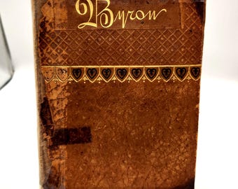 Die poetischen Werke des Lord Byron | 1881 Lederbuch | Einzigartiger Goldeinband | Dekorative Vintage Literatur