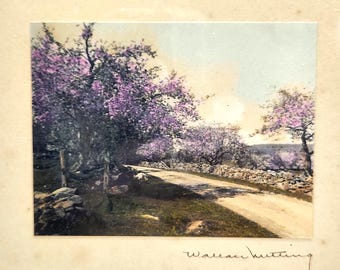 Antique Wallace Nutting Photograph | Signed Framed Print of Countryside Scene | 10" x 8" Matting Art