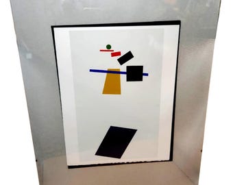 Malevich Football Player Screen Print - Limited Edition 1974 Art, Cabioc'h Print, Rives Vellum, Numbered 402