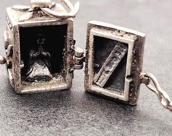 Sterling Silver Praying Angel Charm | Christian Prayer Box Pendant | Latching Holy Cross Keepsake | Marked 925 Gift