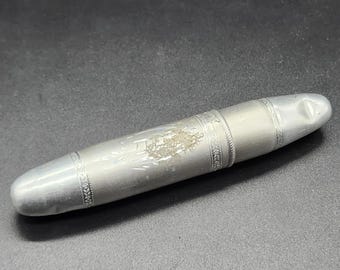 Art Nouveau Etched Aluminum Cigar Tube, Vintage Tobacciana, Travel Cigar Holder
