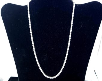 Sterling Silver Tennis Necklace | 18" CZ Round Cut | 4-Prong Setting | Designer GM 925 | Elegant Gift for Her
