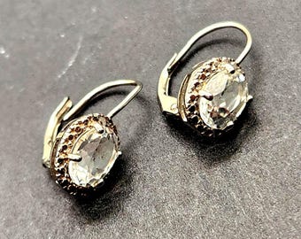 Sterling Silver White Topaz and Diamond Drop Earrings