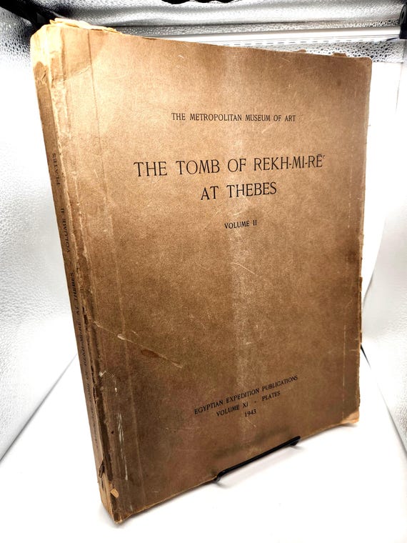 Rare 1943 Egyptian Plates Book | Tomb of Rekh Mi Re Thebes Vol II | Met Museum Art Limited Ed Paperback