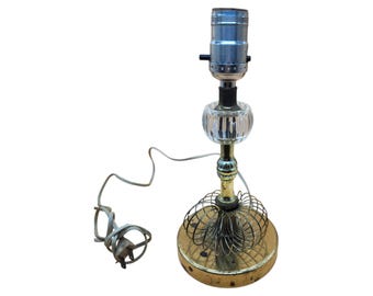 Mid-Century Modern Atomic Spiral Lamp: Crystal & Brass Vanity Light