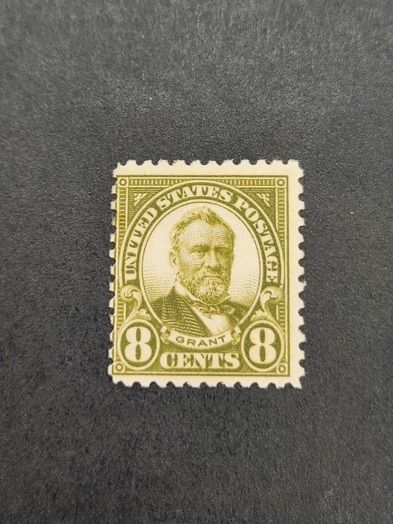 1923 Ulysses S. Grant 8c Postage Stamp, Olive Green, Mint Unhinged