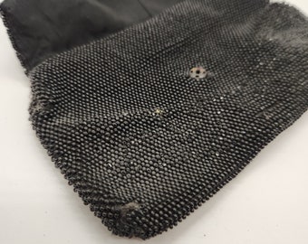 Vintage Black Beaded Evening Bag - Flapper Purse with Metal Clasp