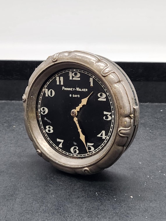 Phinney-Walker 8 Day Car Clock, 1920s Automobile Swiss New York Clock, As-is