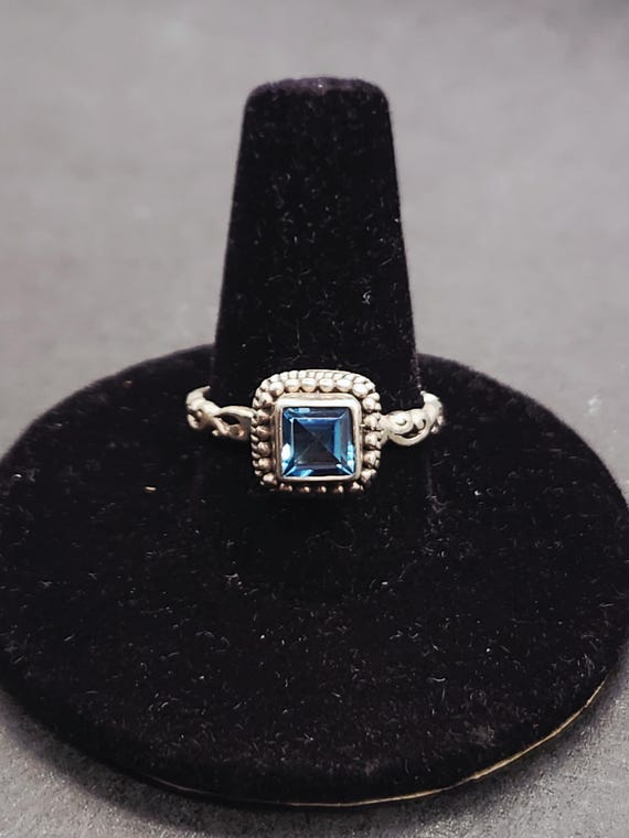 SARDA Blue Topaz Ring | Sterling Silver Designer Jewelry Size 7 | Elegant 925 Gemstone Statement Gift