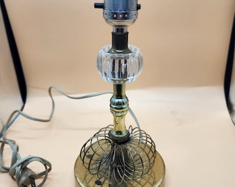 Mid-Century Modern Atomic Spiral Lamp: Crystal & Brass Vanity Light