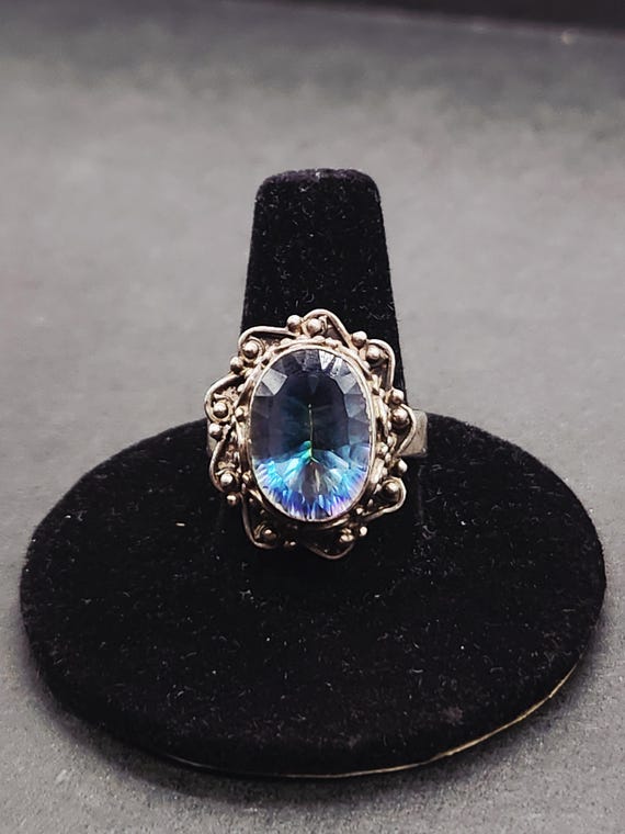 8 Ct Blue Topaz Ring | Sterling Silver Size 6.5 | Marked 925 Gemstone Jewelry | December Birthstone Gift