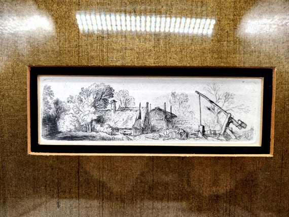 Dietricy 18th Century Etching | Mountain Village Art | Original Signed Plate Print | Framed Antique Art Gift