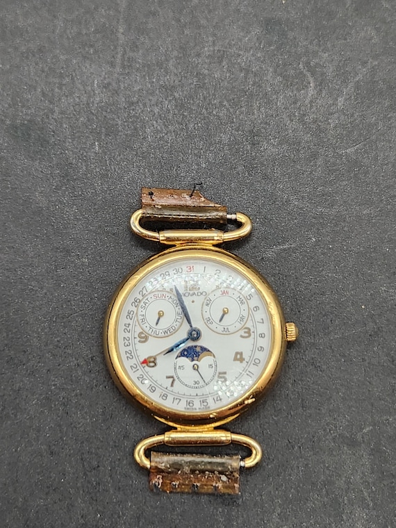 Movado Moon Phase Watch | Vintage Triple Calendar Gold Tone Swiss Made