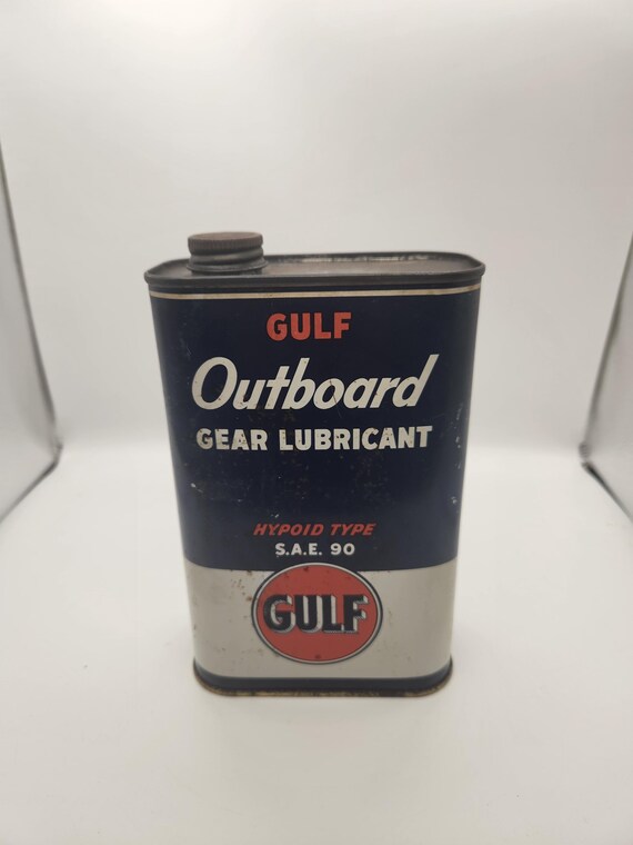 GULF Outboard Gear Lubricant 1 Qt Can | Vintage Advertising Gas & Oil | SAE 90 Hypoid Type | Full Unused Collectible