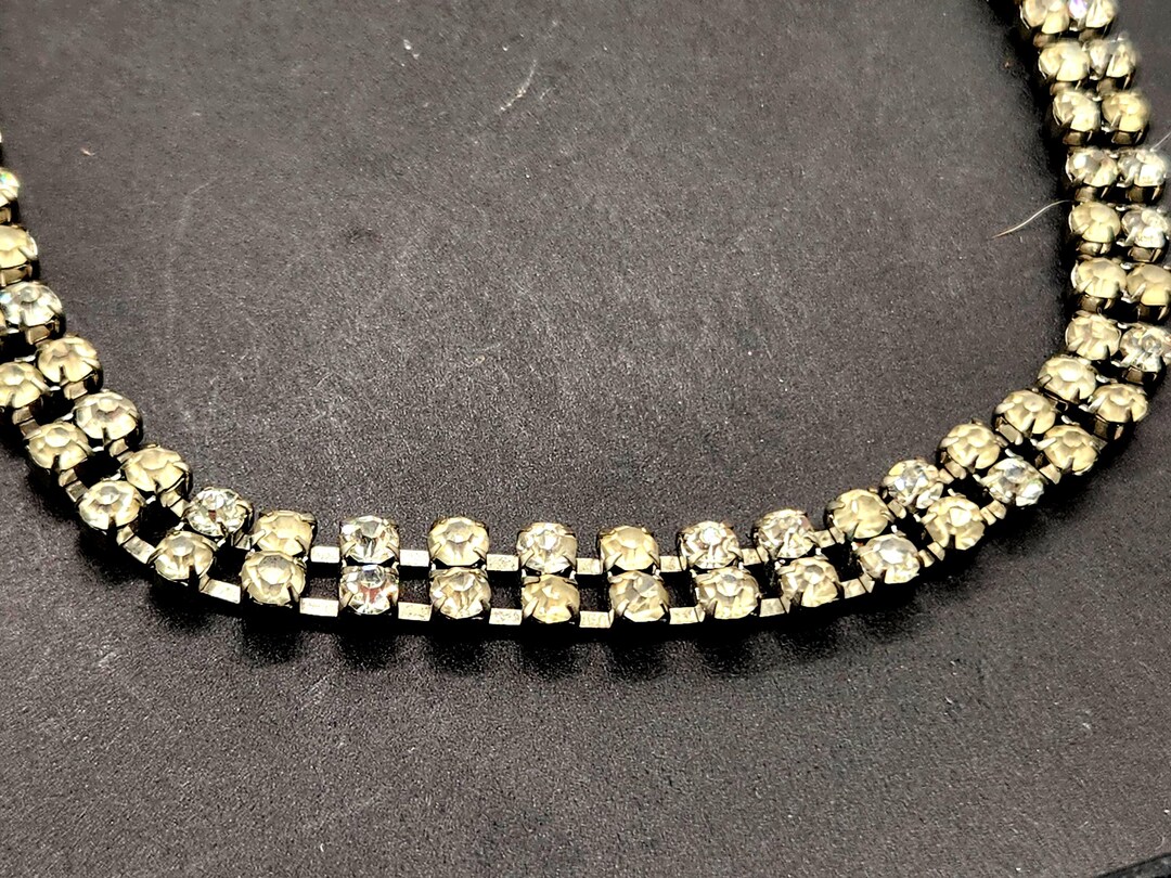Double Row Rhinestone Chain 1940s Vintage Czech Double Row Rhinestone 14