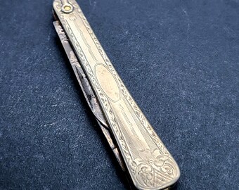 Vintage Sterling Silver Art Nouveau Fruit Knife | 2.4 Inch Pocket Knife with Fob