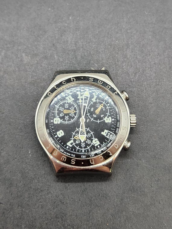 1999 Irony Chrono Swatch Watch Cadmos YCS409 Swiss Made No Band, As-is Condition See Notes