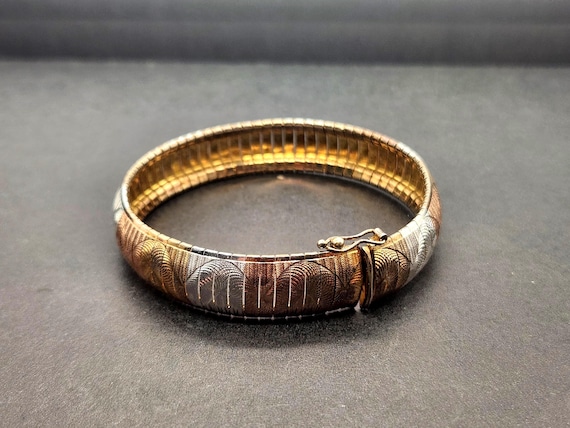 Vintage Italian Two-Tone Flex Bracelet – Yellow Gold over Sterling Silver
