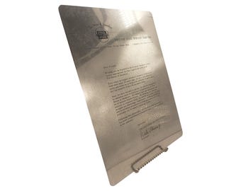 1950s Letter Printed on Stainless Steel from the President of the Chicago Steel Service Company
