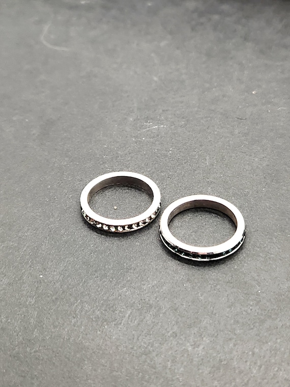Sterling Silver Stackable Rings | Size 5 Black Wh… - image 7